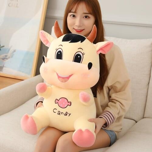 Cute candy cow doll anime plush toy baby toy PP cotton soft padded childrens doll girl nap pillow home decoration holiday gift