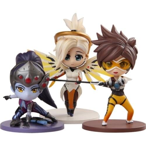 Cartoon Anime Game Character Figure Doll Kids Toys Overwatchs Q Version Mercy Widowmaker Tracer Model Decoration Adult Gifts