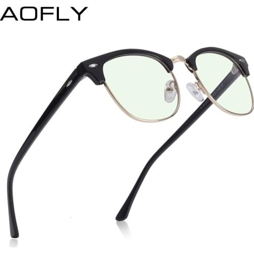 AOFLY Anti Blue Light Glasses Men Retro Square Frame Brand Design Computer Glasses Women Harmful light Blocking Eyewear Male