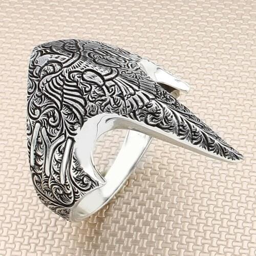 Eagle Wing Silver Thumb Ring Men Silver Ring Made In Turkey Solid 925 Sterling Silver
