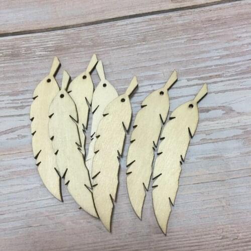 Set of 50pcs wood feather earring blanks laser cut wood jewelry shapes