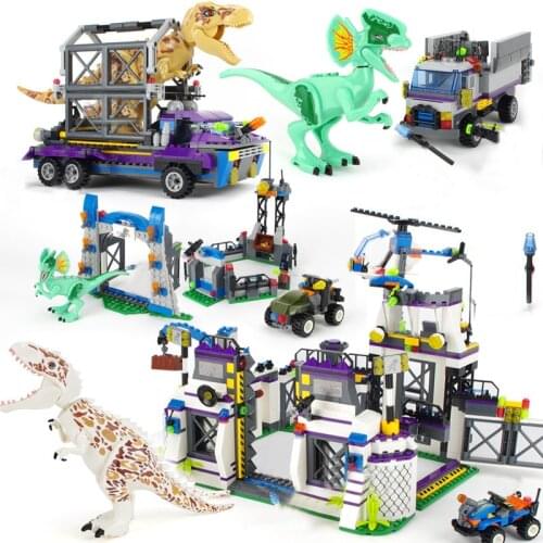 Jurassic World Sets 4 park 3 Dinosaurs Toys T-Rex Blocks Building Bricks Child Boy Kids Owen Pteranodon Toys