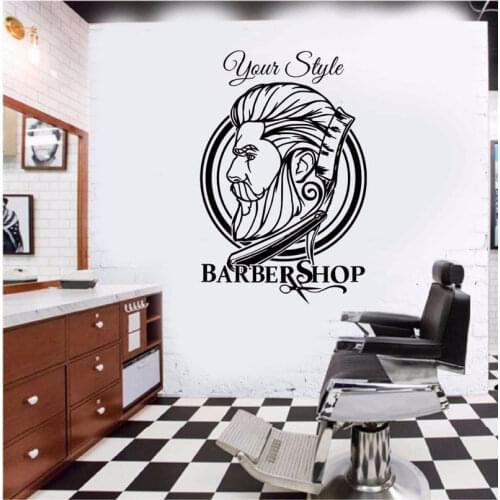 Barber Shop Hipster Wall Sticker Barber Shop Decoration Hair Dresser Wall Decal Removable Wall Art Sticker Hipster Decor MF41