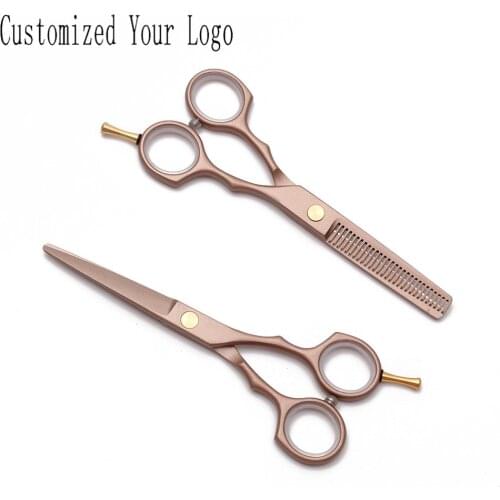5.5" 16cm Customize Logo Rose Gold Hairdressing Supplies Cutting Scissors Salon Thinning Shears Professional Hair Scissors C1104