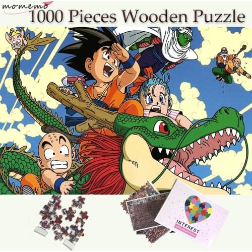 MOMEMO Son Goku Puzzle 1000 Pieces Wooden Jigsaw Puzzles for Adults Cartoon Pattern Wooden Puzzle Games Kids Educational Toys