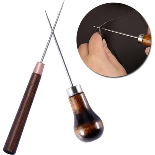 Nonvor Professional Leather Wood Handle Awl Tools For Stitching Punch Wood Drill Positioning Single Gourd Sewing Accessories
