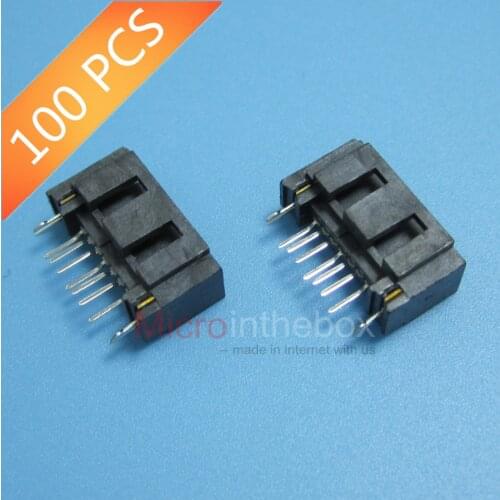 100PCS/LOT SATA connector female 7P 7Pin DIP for computer main board IDE data cable plug pack in tube