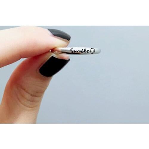 Punk Silver Color Smile Finger Rings For Women Antique Ring Christmas Gifts Jewelry