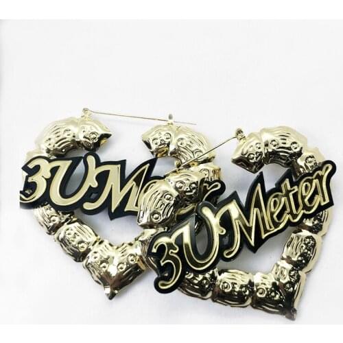 Duoying Heart Shape Bamboo Acrylic Style Custom Earrings Sexy Bamboo Hoop Earrings Heart Mode Customize Name Earrings Statement