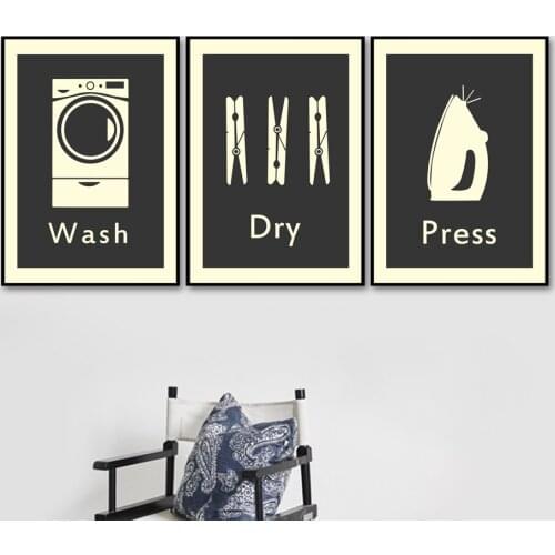 Nordic Wash Dry Press Minimalist Laundry Retro Wall Art Canvas Painting Posters And Prints Pictures Living Room Bathroom Decor