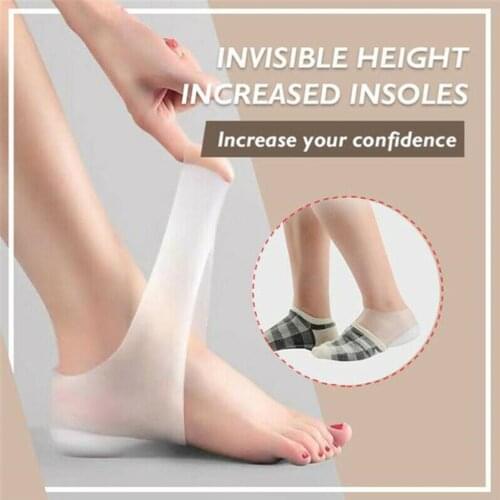 Silicone Invisible Inner Height Insoles Men Women Heel Cushion Hidden Insole Lifting Increase Socks Outdoor Foot Protection Pad