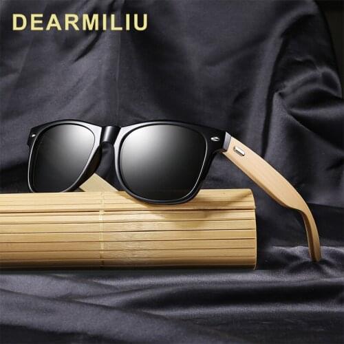 DEARMILIU 2020 New Polarized Sunglasses Men And Women Classic Bamboo Square Frame Outdoor Driving Glasses UV400 Gafas De Sol