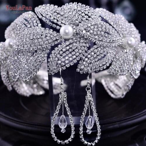 TOPQUEEN HP366 Bridal Hair Accessories Sets Cristal Wedding Headband Rhinestone Bridal Headpieces Bridal Tiaras and Crowns