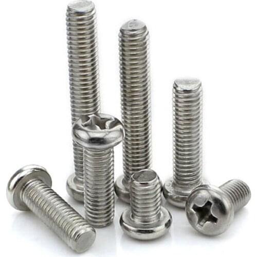100pcs/lot Stainless steel 304 pan head phillips screw M1 M1.2 M1.4 M1.6 M1.7 M2 M2.5 M3
