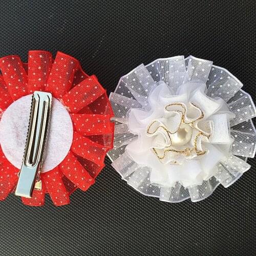 2pcs Chic Vogue Women Girls tulle chiffon imitation pearl flower Barrette Hairpin Hairclips Hairgrips Hair Clip Headwear 2017