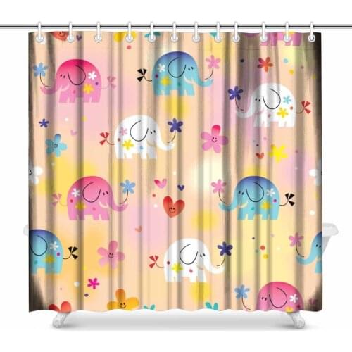 Aplysia Cute Baby Elephants Pattern Polyester Fabric Bathroom Shower Curtain Set 72 Inches