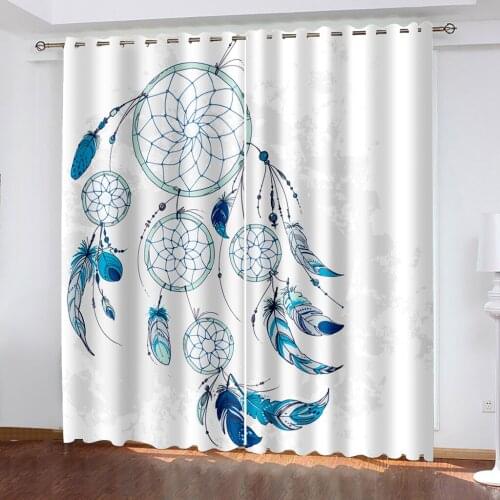 Living Room Bedroom Shade Decorative Grommet curtains Light Color Dream Catcher Pattern Home Textile Decorative Curtains