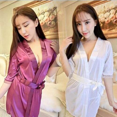 LadiesSexy Lace Pajama Underwear Suit Bathrobe Fashion Temptation Women Sleeping Wear Summer Sexy Pajama Sets Pure color 8