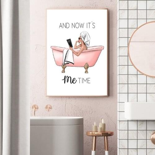 Feminine Bathroom Art Print Poster Vanity Wall Decor Fashion Wall Art Picture Canvas Painting Bathroom Decoration