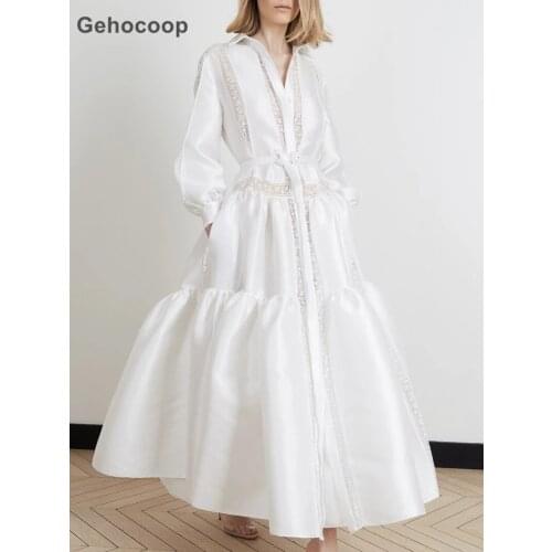 Womens Dress Full Sleeve White V-neck Elegant Lace Bandage T-shirt Long Dresses with Belt Vintage Bodycon Ladies Party Vestido