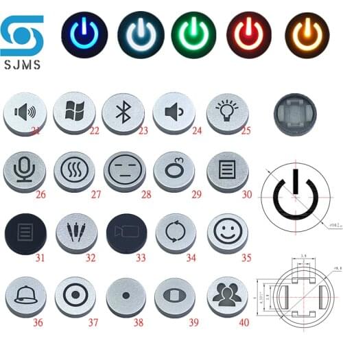 10pcs C12 LED OD 10mm Switch Cap CIRCLE 12V 50mA 0~9 Start Pause Digit Symbol Cap for 6*6mm Momentary Tact Push Button Switch