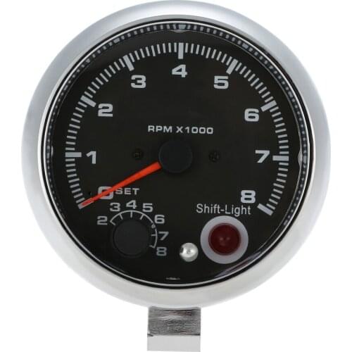 12V Car 3.75" Tachometer Tacho Gauge with 7 LED Colors Shift Light 0-8000 RPM