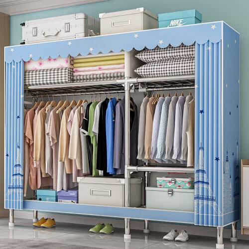 New Simple Oxford Fabric Assembly Bedroom Rental Room Dormitory Hanging Clothes Cabinet Storage Cloth Wardrobe