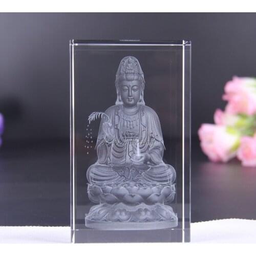15CM large # TOP Good Southeast Asia blessing home family talisman 3D crystal Guanyin Bodhisattva Buddha statue ornament