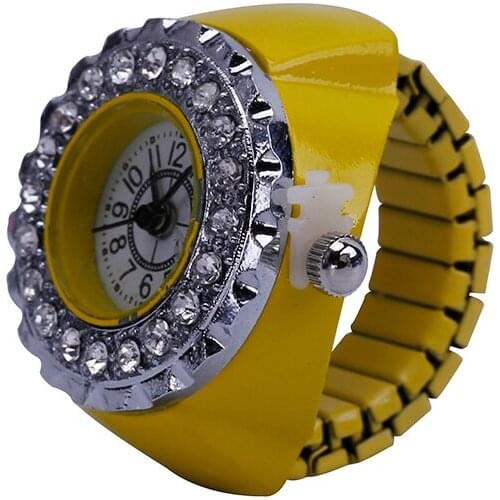 2 PCS Free shipping 2016 Popular Creative Lady Girl Steel Round Elastic Quartz Finger Ring Watches