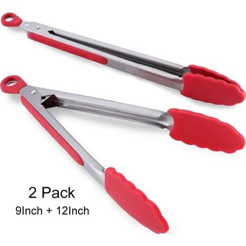 2 Pcs/set Barbecue Tongs Kitchen Stainless Steel Silicone Meat Vegetable Food Clip BBQ Tools Salad Bread Clamp Barbecue Clip