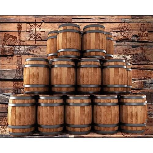 Custom 3D wallpaper mural retro nostalgic wooden bar barrel winery background wall decoration wallpaper mural