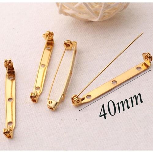 40mm Copper Gold Bar Pins 5-50 Pcs Safety Pins Backs Brooch Bar Pinbacks Safety Pin Badge Fasteners