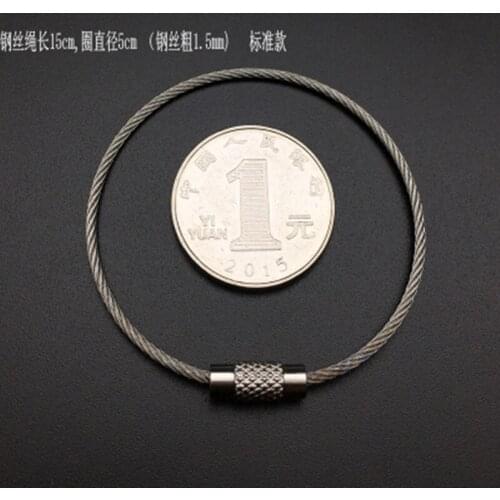 5Pcs Stainless Steel Wire Keychain Ring Key Keyring Circle Rope Cable Loop Outdoor Camp Luggage Tag Screw Lock Gadget Hot Sale