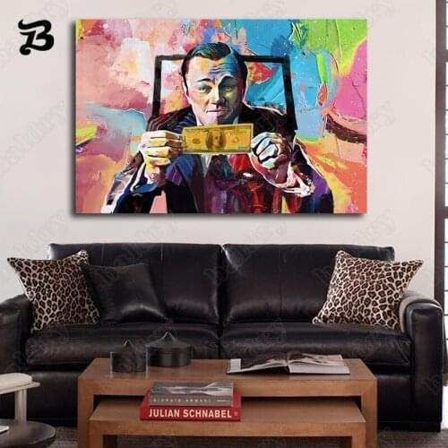 Abstract Portrait Canvas Painting Oil Painting A Man Holding Money Canvas Posters and Prints for Living Room Decoration Unframed