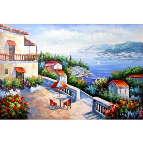 Free shipping beautiful art wall decoration picture landscape canvas printed mediterranean style Oil Painting on Canvas
