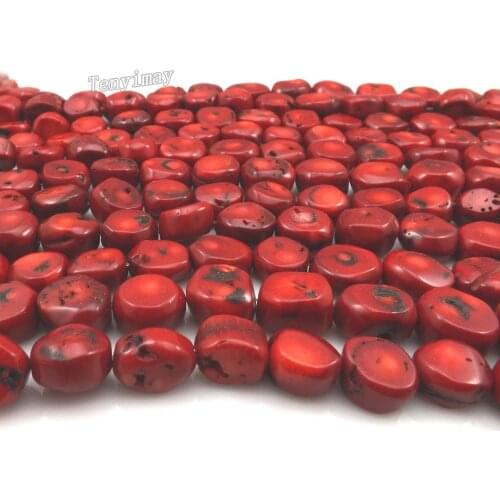 Natural Oblate Coral Beads, 5 Strands 16"/Strand Red Coral Loose Beads, 20mm Irregular Stone Shape Coral Beads Fit Jewelry DIY