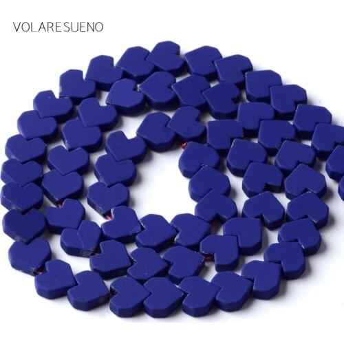 Natural Dark Blue Hematite Stone Rubber Love Heart Beads For Jewelry Making 8mm Space Loose Beads Diy Bracelet Necklace 15inches
