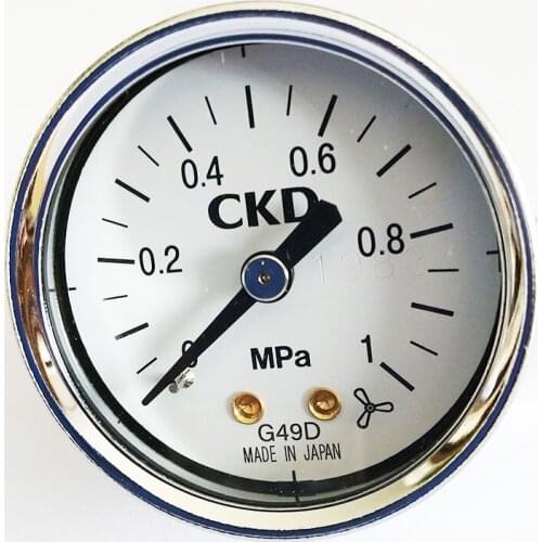 CKD Pneumatic Element G49D-8-P10 Air Pressure Gauge 0-1.0Mpa (10kg) RC1 / 4 Axial Thread Interface