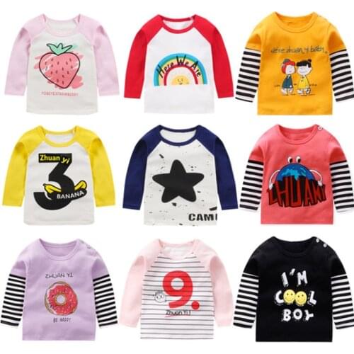 100% Cotton Kids T-shirts Baby Boys Girls Long Sleeve Tops Child Autumn Sweatshirt Boy Girl Clothes
