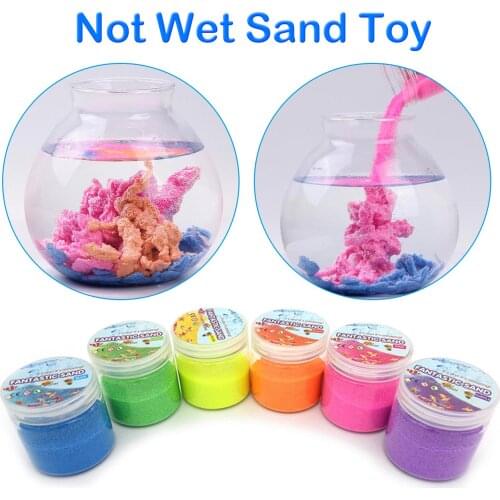 Kids DIY Magic Not Wet Sand Funny Amazing Non-toxic Hydrophobic Space Sand Slime Toy Molding Shaping Squeezing Castles Sand Toy