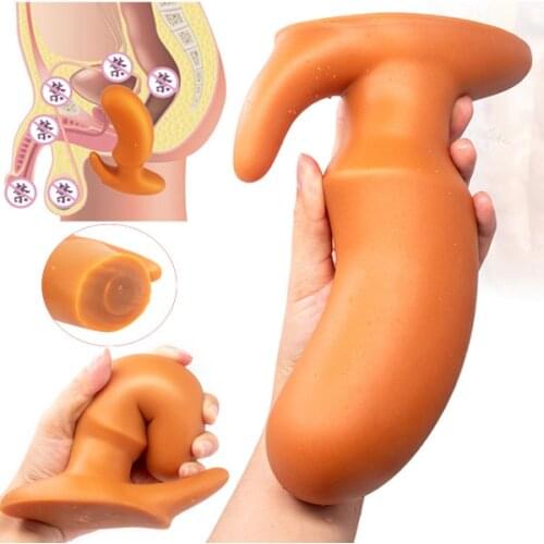 Double Hardness Double Stimulation Anal Large Dildo Butt Plug Heavy Speculum Prostate Massage Vagina Anal Dilator Couple Sex Toy