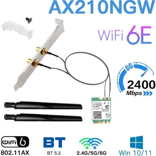 Dual Band 3000Mbps WiFi 6 AX200NGW Desktop Kit Intel AX210 WiFi 6E BT5.2 802.11AX 2.4Ghz/5Ghz MU-MIMO Wireless Network WiFi Card