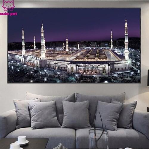 Diy diamond painting Islamic Building Mecca Mosque picture rhinestones embroidery diamond mosaic 5d cross stitch decor