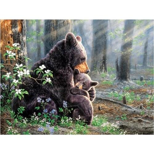 Mother child diamond painting black bear mosaic embroidery cross stitch rhinestone picture puzzle drawing wall decor craft gifts