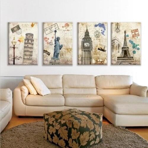 4pcs/set arte impressoes pintura a oleo sobre tela famosa paisagem europeia parede Pictures Home Decor Unframed nova Cuadros