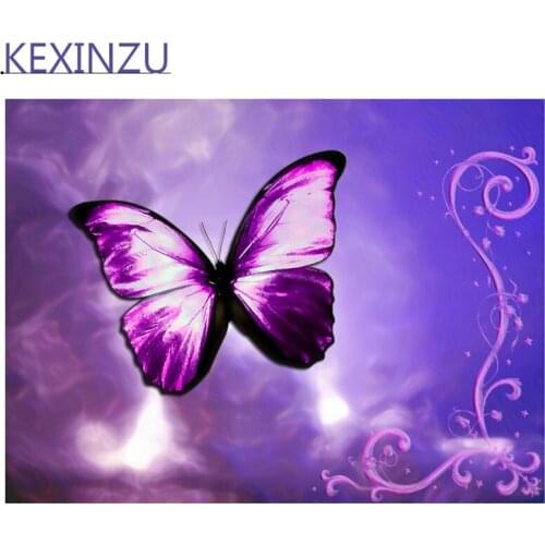 Kexinzu 5D DIY Full Square Round Diamond Painting Cross Stitch Animal Butterfly 3D Diamond Embroidery Mosaic Work Gift 01