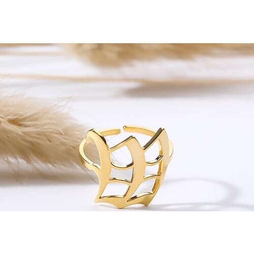 Letter rings for women old english font Ring A-Z Letter Gold Stainless Steel Adjustable Opening initial ring