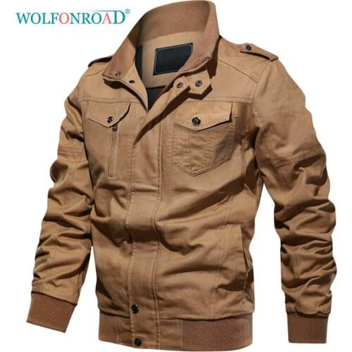 WOLFONROAD Spring/Autumn Bomber Jacket mens Pilot Flight Style Riding Hunting Jacket Tactical Coat Sport Baseball Clothing Male