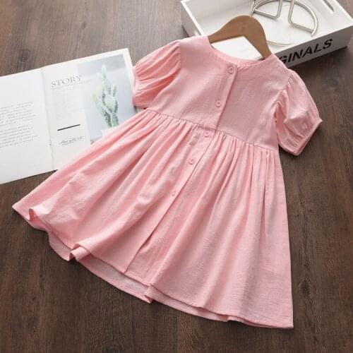 Girls Summer Dresses 2021 New Fashion Casual Kids Solid Short Sleeve Party Dress Children Toddler Baby Girl Clothes