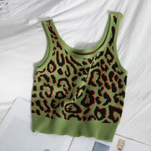 Heliar Camis Summer 2021 Women Leopard Sexy Tank Top Cropped Female Slim Fit Backless Streetwear Korean Style Crop Tops